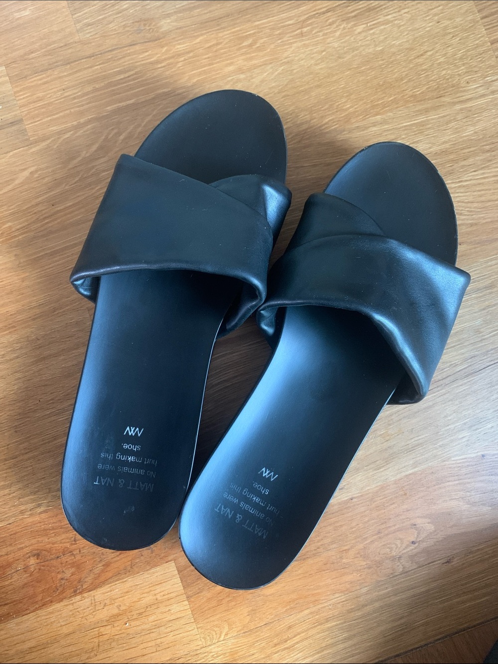 MATT & NAT Black Platform Slide Sandals